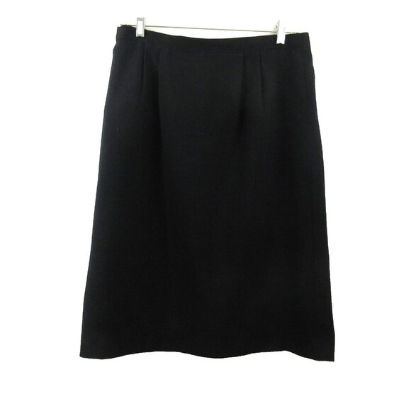 Womens Skirt Sz M Pencil Straight Black Lined Back Zip Career 34" Waist 44" Hips - Picture 1 of 4